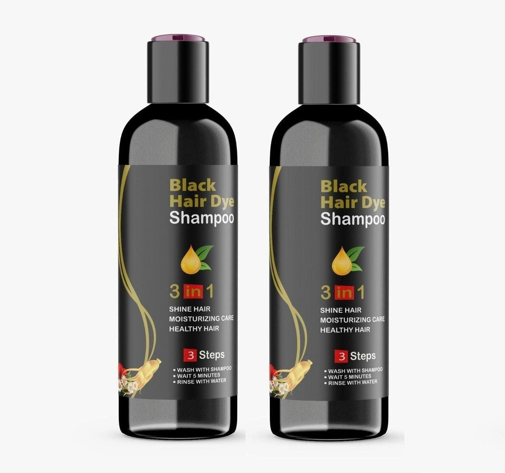 Instant Black Herbal Hair Dye Shampoo 3-in-1 (2 Pack)