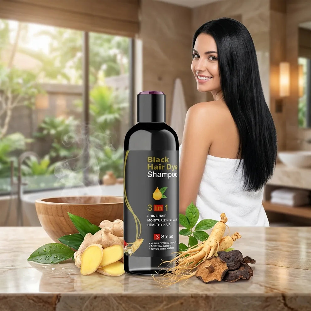 Instant Black Herbal Hair Dye Shampoo 3-in-1 (2 Pack)
